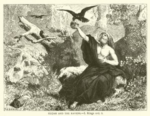 Elia and the Ravens, I, Kings, xvii, 6 (gravyr) av English School