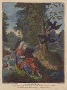Elia matad av Ravens (färg litho) av English School