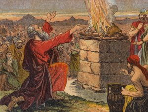 Elias offer (färg litho) av English School