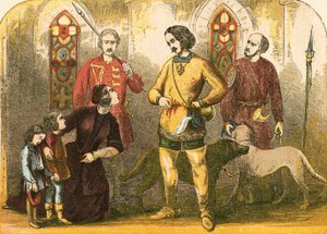Elizabeth Woodville vädjar till kung Edward att vända på sin framlidne mans uppfyllelse av English School