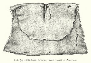 Elk-Skin Armour, Amerikas västkust (litho) av English School