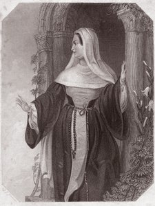 Emilie, fru till Aegeon, abbedissa i en gemenskap av Efese (The Comedy of Errors) Emilia Lady Abbess at Ephesus (The Comedy of Errors) i - "" Galerie des femmes de Shakespeare, samling av fyrtiofem allvarliga porträtt av tidiga Londonkonstnärer , berikad m av English School