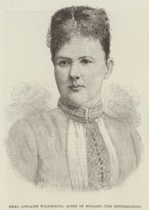 Emma Adelaide Wilhelmina, drottning av Holland, Nederländerna (gravyr) av English School