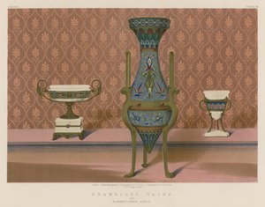 Emaljerade vaser av Barbedienne, Paris (chromolitho) av English School