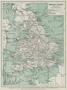 England och Wales, Karta som visar produkter, kommersiella centra och transportvägar (litho) av English School