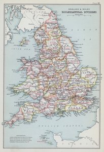 England och Wales, kyrkliga indelningar (färglitografi) av English School