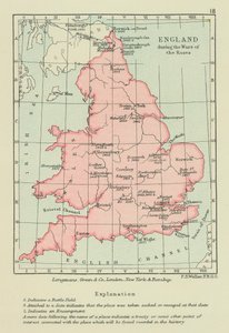 England under Rosornas krig (färglitografi) av English School