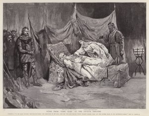 De engelska skådespelarna Henry Irving och Ellen Terry i en produktion av Shakespeares King Lear på Lyceum Theatre, London av English School