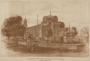 Förstoring av Kew Church (gravyr) av English School