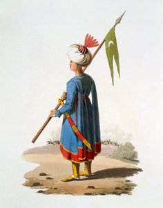 Fänrik Bearer of the Spahis, 1818 (färgad akvatint) av English School