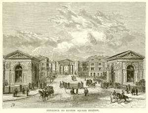 Ingång till Euston Square Station av English School