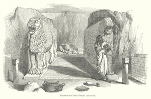 Ingång till ett litet tempel (Nimroud) (gravyr) av English School