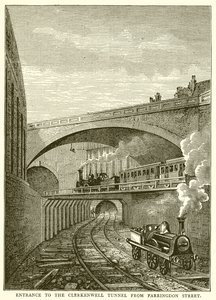 Ingång till Clerkenwell Tunnel från Farringdon Street av English School