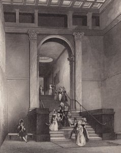 Ingång till National Gallery, London (gravyr) av English School