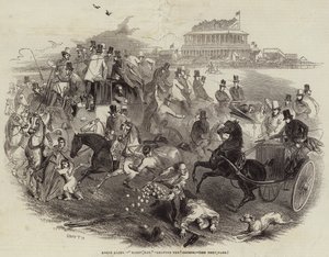 Epsom Races, "Derby Day", lämnar banan (gravyr) av English School