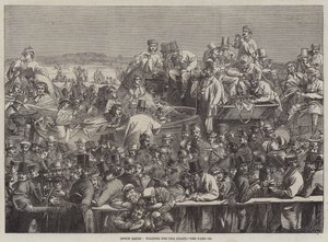 Epsom Races, väntar på starten (gravyr) av English School
