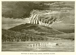 Eruption of Mauna Loa, Hawaii, Sandwich Islands av English School