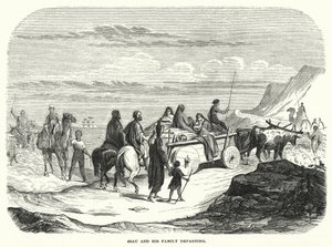 Esau och hans familj på väg (gravyr) av English School
