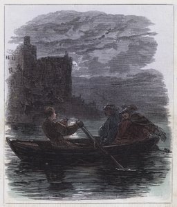 Escape of James the Second (färgad gravyr) av English School