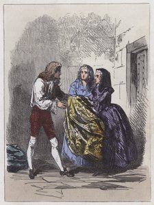 Escape of the Earl of Nithsdale (färgad gravyr) av English School