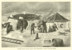 Eskimå snöhyddor, nära Cape Herschel, King William Land av English School