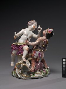 Europa och Amerika, tillverkad av Chelsea Porcelain Factory, c.1760 av English School