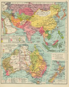 Europa i Asien fram till 1914. Australasien Utforskning och bosättning (färglitografi) av English School