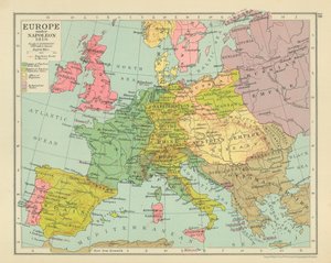 Europa under Napoleon 1810 (färglitografi) av English School