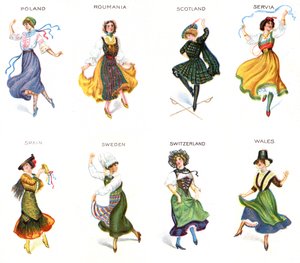 Europeiska dansare, cigarettkort, 1915 (se även 473602) av English School