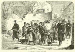 Evakuering av en by nära Paris, december 1870 av English School