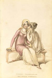 Kvälls-, promenad- eller havsstrandsdräkter, modetallrik från Ackermanns Repository of Arts av English School