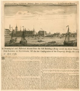 Exakt utsikt över London Bridge sedan branden av den sena tillfälliga bron, 11 april 1758 av English School