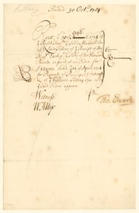 Skattkvitto för 1711 års lotteri av English School