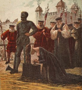 Avrättning av Lady Jane Grey, pub. 1890 (färglitografi) av English School