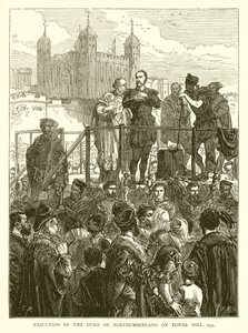 Avrättning av hertigen av Northumberland på Tower Hill, 1553 av English School