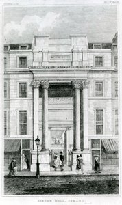 Exeter Hall, Strand, London från Gentlemans Magazine av English School
