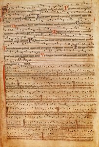 F.154v medeltida musiknotation (lito) av English School