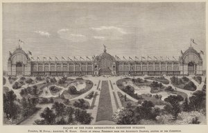 Fassade des Pariser Internationalen Ausstellungsgebäudes (Stich)