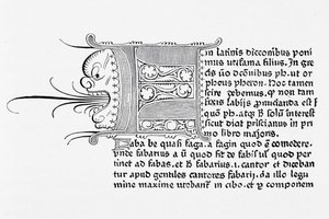 Faksimil av en sida från Catholicon, tryckt av Johannes Gutenberg, Mainz, 1460 av English School