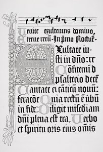 Faksimil av en sida från en psalter, tryckt av Johann Fust och Petrus Schoiffer, Mainz, 1459 av English School