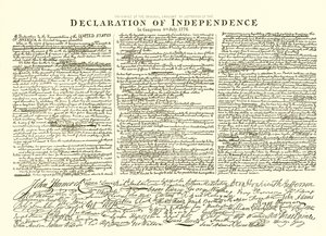 Faksimil av originalutkastet av Thomas Jefferson av självständighetsförklaringen i kongressen 4 juli 1776 av English School