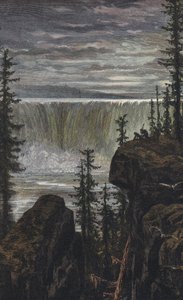 Falls of Niagara (färgad gravyr) av English School