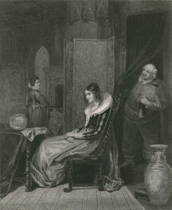 Falstaff och älskarinna Ford, de glada fruarna i Windsor av English School