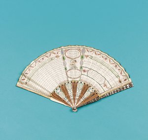 Fläkt tryckt med "Fanology or the Ladies Conversation Fan" av Charles Francis Badini, publicerad 1797 av English School