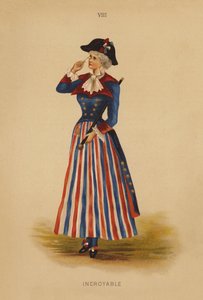 Maskeradkläder: Incroyable (färglitografi) av English School