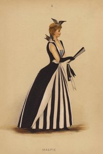 Utklädningsdräkter: Magpie (färglitografi) av English School