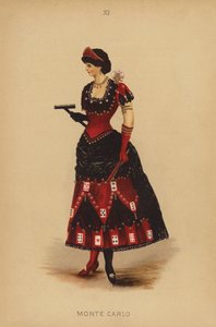 Maskeradkläder: Monte Carlo (färglitografi) av English School