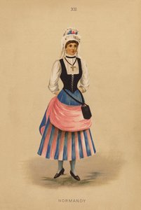 Utklädningsdräkter: Normandie (färglitografi) av English School
