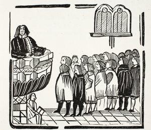 Längre, och mer fruktansvärda varningar från Gud, illustration från Chap-books of the artonde århundrade av John Ashton, pub. 1882 av English School