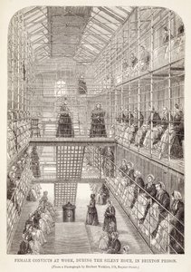 Kvinnliga straffångar på jobbet under den tysta timmen i Brixton Prison, från The Criminal Prisons of London och Scenes of Prison Life av Henry Mayhew (1812-87) och John Binny, 1860 av English School